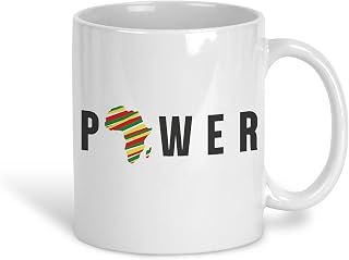 African Power Heritage History Personalised Mug Gift Black Lives Matter BLM Natural Hair Africa Pride (White)