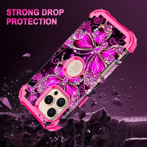 Casetego for iPhone 16 Pro Max Case,Glow in The Dark Three Layer Heavy Duty Sturdy Shockproof Full Protection Rugged Hard PC+Soft TPU Bumper Case for Apple iPhone 16 Pro Max 6.9 inch,Hot Pink - image 4