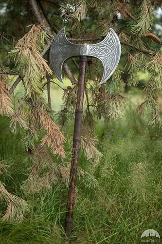Viking store Machado de aço carbono feito à mão guerreiro medieval machado de batalha de cabeça dupl
