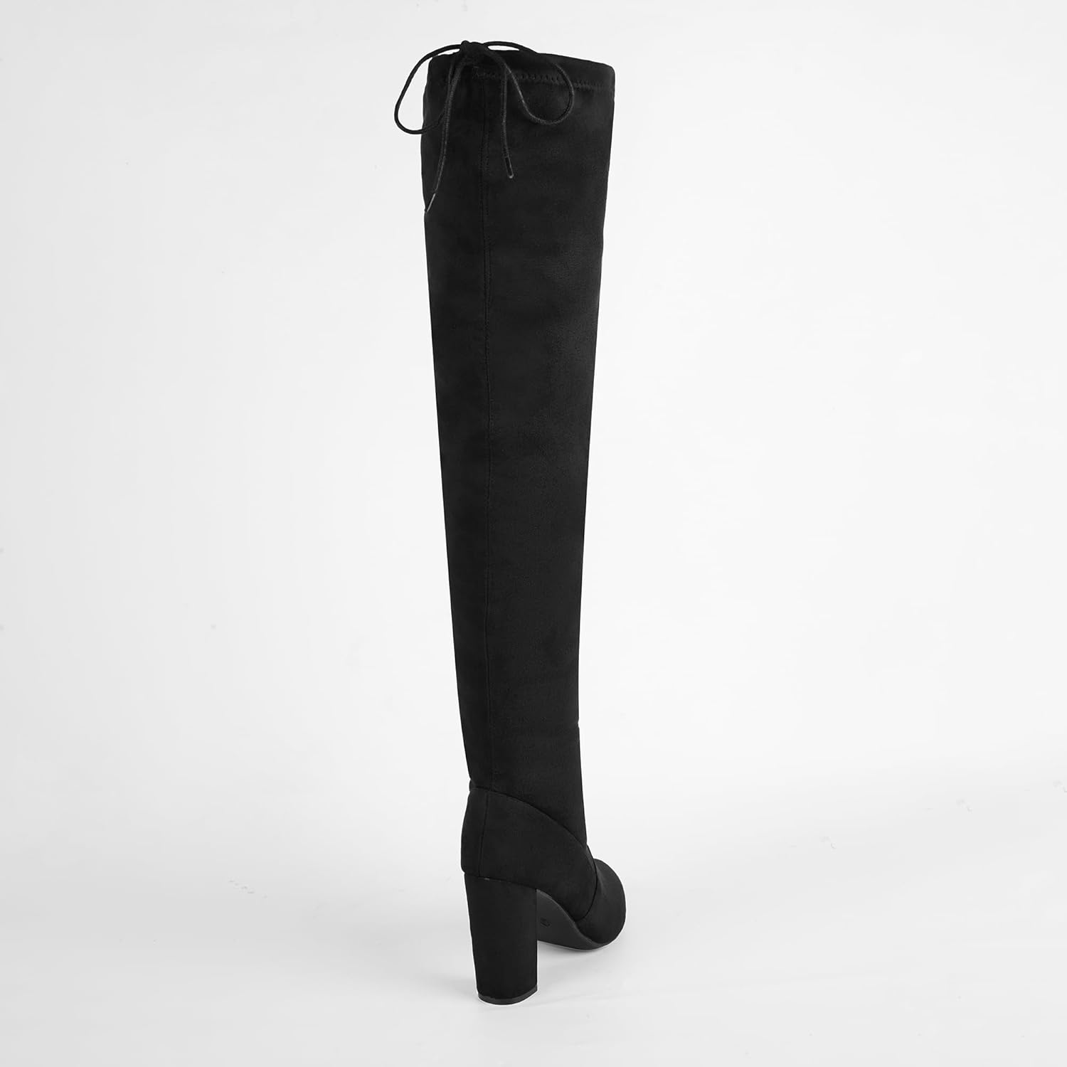 Women's Thigh High Block Stiletto Heel Over The Knee Boots, Faux Suede Elasticity, Long Black Boots, Round Toe&Pointed Toe, Side Zip Sexy Boots for Winter Fall