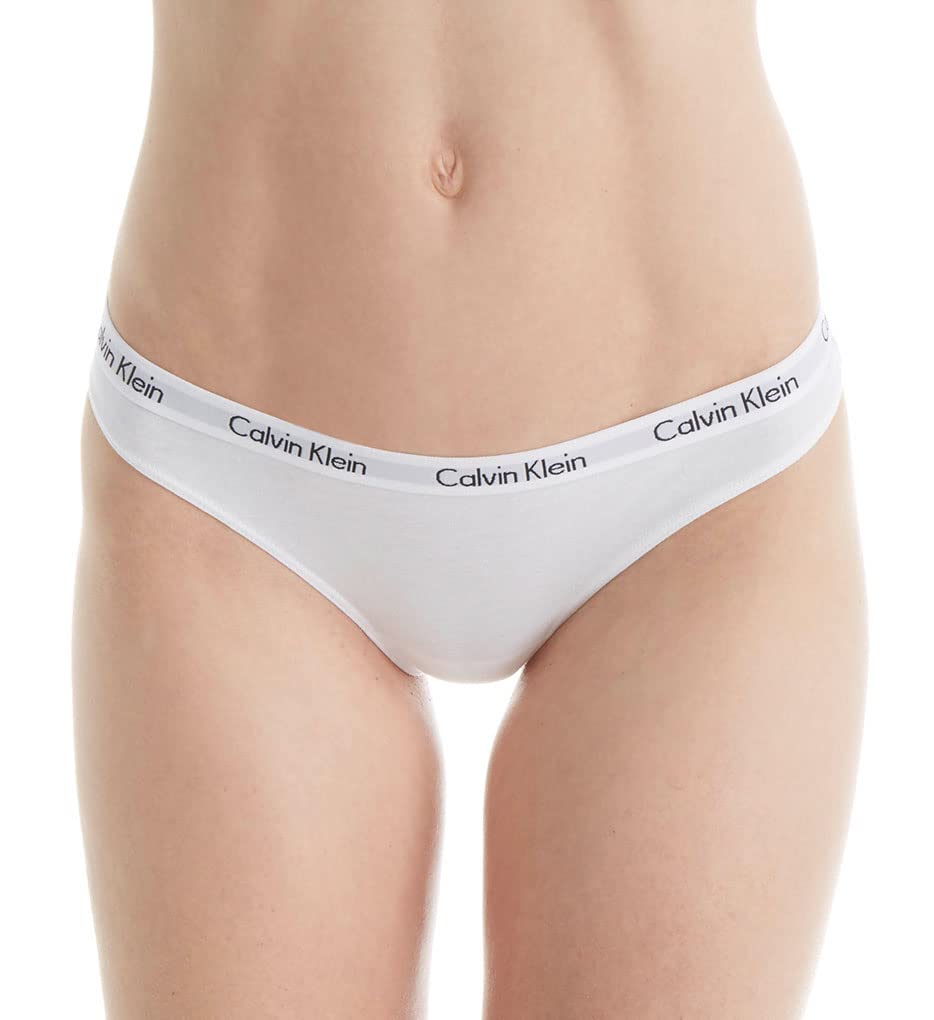 Calvin Klein Women's Carousel Logo Cotton Stretch Thong Panties, 3 Pack: Black/White/Grey Medium
