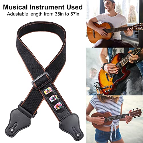 XIAPAI Sangle Guitare, Sangle de Guitare Réglable, Coton Sangle de Guitare con 3 Emplacements pour médiators, pour… - Les Beatles, Paul McCartney, John Lennon, RIngo Starr, George Harrison XIAPAI Sangle Guitare, Sangle de Guitare Réglable, Coton Sangle de Guitare con 3 Emplacements pour médiators, pour… – Image 4