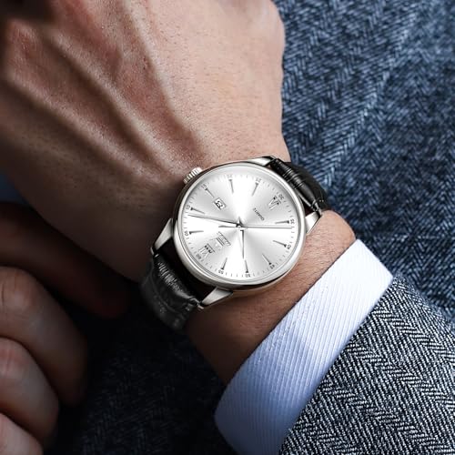 OLEVS Leather Watches for Men Classic Large Face Business Watches for Men - image 4