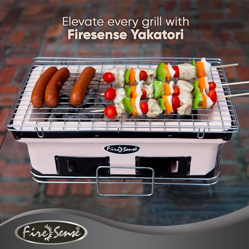 Fire Sense 60450 Yakatori Internal Grates Charcoal Chrome Cooking Grill Japanese Table BBQ Handmade Using Clay Adjustable Ventilation For Outdoor Barbecues Camping Traveling - Large - Tan - Thumbnail 7