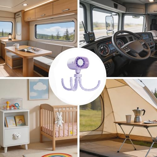 Ventilador de coche para camping y playa con luz LED suave 6