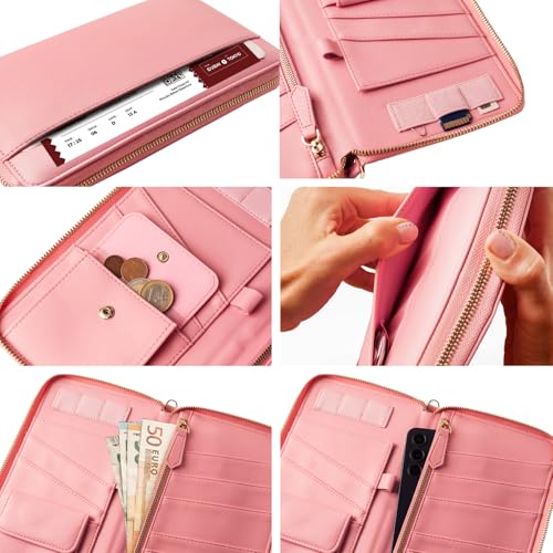 Image of Travel Document Organizer - RFID Passport Wallet Case Family Holder Id Wristlet