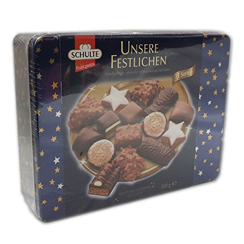 Schulte Unsere Festlichen Handgelegte, erlesene Lebkuchenspezialitäten in 11 verschiedenen Sorten (500g Dose) Cover
