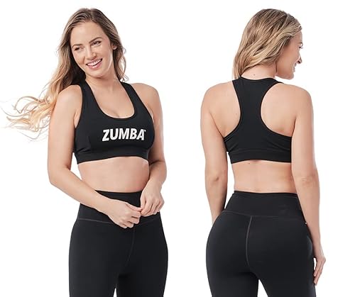 Zumba Women’s Classic Love Scoop Sports Bra, Athletic Workout Top For Women, Black, Large #TOP3