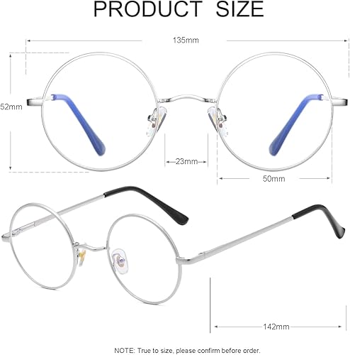 Miniatura 3 de JOVAKIT Gafas de bloqueo de luz azul retro redondas para mujeres y hombres lentes circulares transparentes sin receta con marco de metal
