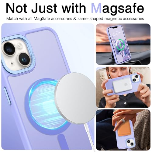 Protection iPhone 15 Plus transparente violette mate antichoc magnétique