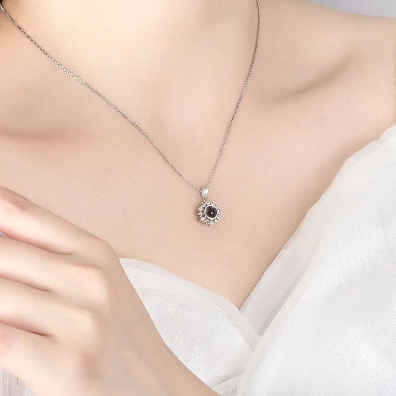 Collier en argent sterling 925 pendentif médaillon de projection - 3