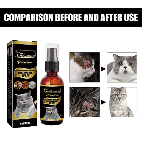 AMZLORD 30 ml Ringelflechte Milben Spray Krankheit Juckreiz Milbe Lindern Haustier Pflege Spray Reduzieren Lokale Entzündung Katze Liefert