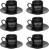 Xícara Café, Western, Porcelana, Manhattan, Preta, 12 peças