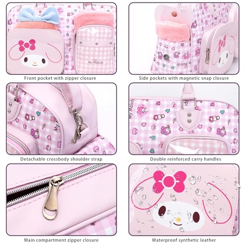 17.5L Cartoon Travel Duffel Bag Women's Tote Handbag Cute Bunny Sports Gym Yoga Bag Weekend Carry-on Shoulder Handbag Overnight Tote Pink4