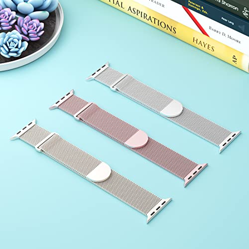 Image of 3 Pack Mesh Metal Magnetic Compatible with Apple Watch Bands Women Men | Stainless Steel Loop Strap for iWatch Band 38mm 40mm 41mm 42mm 44mm 45mm 46mm 49mm Series 11 /10 /9 /8 /SE /7 /6 /5 /4 /Ultra 3 2 1