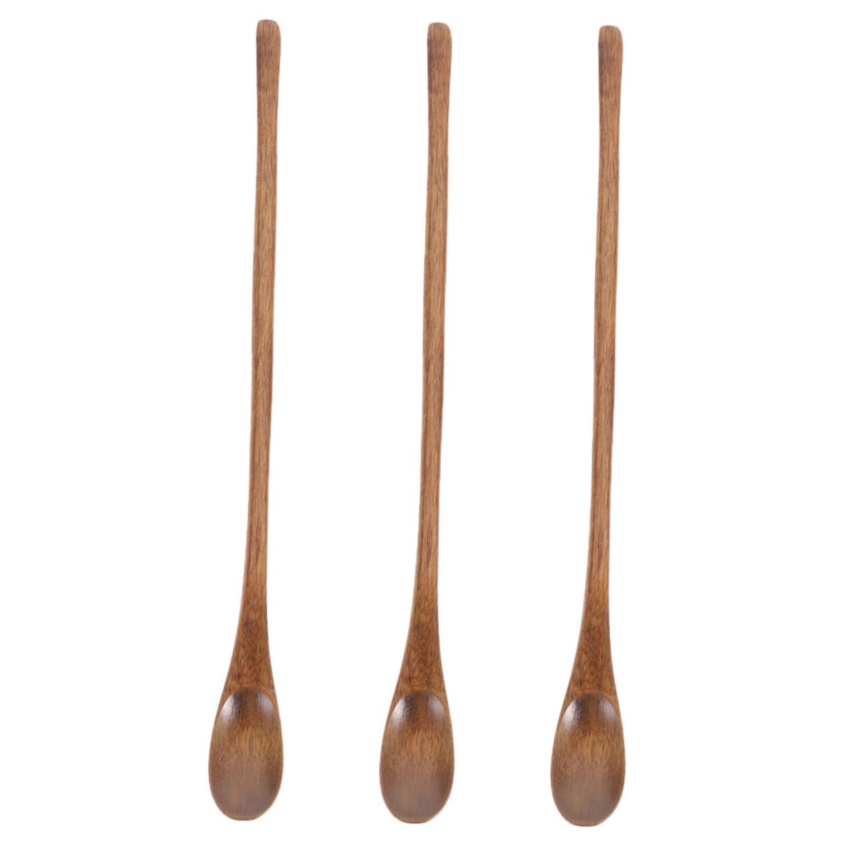 LALADEFIEE Wooden Coffee Spoons Set 3pcs Long Handle Salad Spoons Reusable Salad Server Heat Soup Elegant Tableware