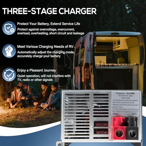 WF-9865-AD-CB Deck Mount Converter Charger, 65 Amp DC Output with 20 Amp AC Power Cord, Replacement for RV Trailer Camper WF-9800 Series, WF-9865, WF-9865-MBA