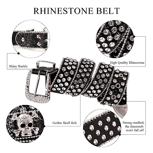 Adrjlyq Rhinestone Belt Western Belts For Women - Y2K Cowgirl Cowboy Studded Belt For Jeans Pants Costume(Black) #TOP1