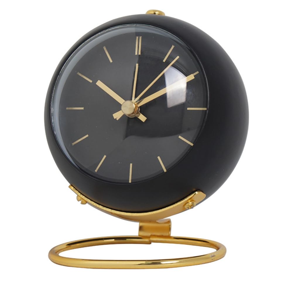 CTRLZS Simple Design Small Desk Clock with Night Light,Silent Non-Ticking,Battery Powered Black