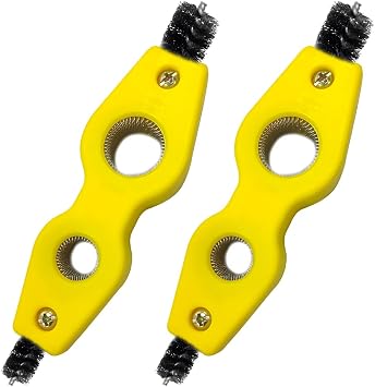Yourkar Car Battery Terminal Cleaning Brush, 4 in 1 Steel Wire Brush for Battery Terminal Cleaning, Anti-Corrosion Auto Machine Part Battery Terminal Cleaning Tool, Car Accessories Yellow 2 PCS