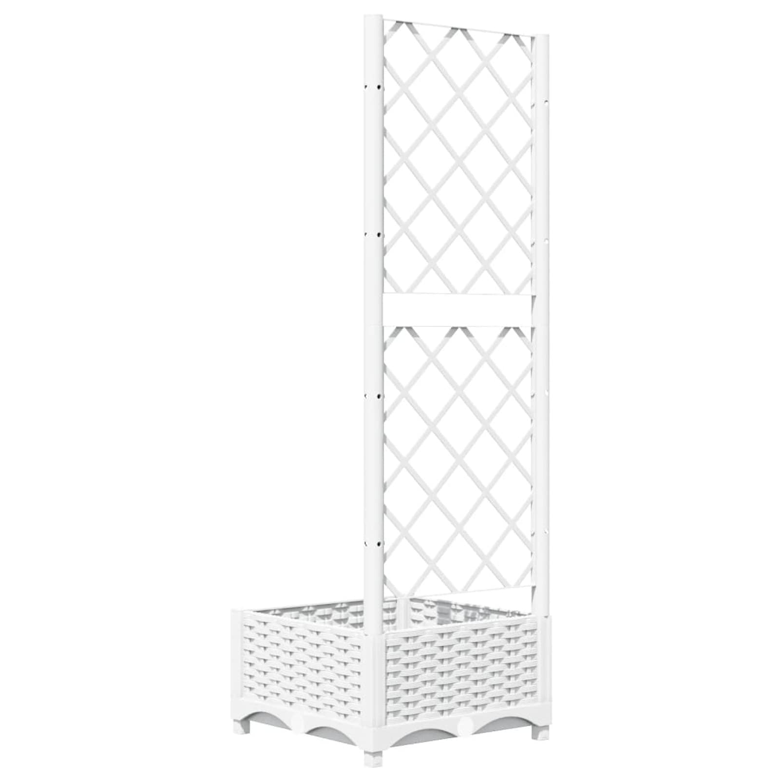 Gecheer Jardinera con Enrejado Hellbrunn | Jardinera con Celosia | Macetero con Enrejado,Maceta Planta Caja Flores Pérgola Soporte para Balcón y Jardín Decoración Blanco 40x40x121,5 cm