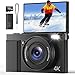 4K Digital Camera for Photography Vlogging: 64MP Cam for YouTube with 3" 180° Flip Screen - 16X Digital Zoom Point and Shoot Camara with 32GB Micro SD Card for Kids Teens Beginners