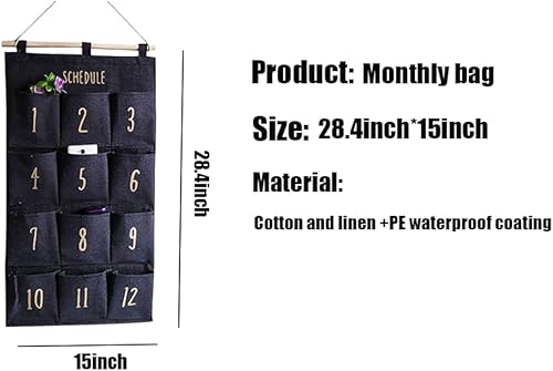 Miniatura 6 de Kamuavni Soporte para calculadora de aula con 12 bolsillos numerados y bolsillos para teléfono celular, organizador para colgar en la puerta y la