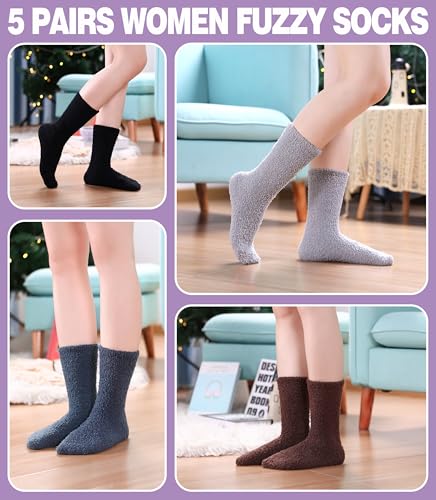 Image of MQELONG Womens Super Soft Fuzzy Cozy Home Sleeping Socks Microfiber Winter Warm Slipper Socks
