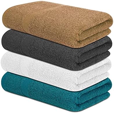 Textila Cotton Bath Towels - Large Bath Towel 27x52 Inches - Pack of 4 - Multi Color - Soft and Absorbent Towels for Bathroom, Gym, Pool, Spa, Hotel, Home & Body Wrap Use