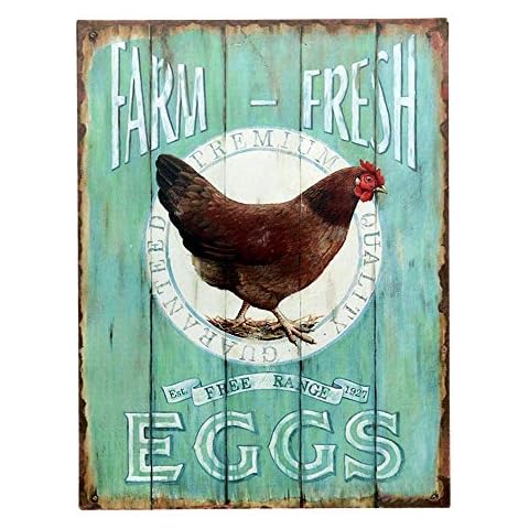 Barnyard Designs 'Farm Fresh Free Range Eggs' Retro Vintage Metal Tin Bar Sign, Decorative Wall Art Signage, Primitive Farmhouse Country Kitchen Home Décor, 25.5 x 33cm Cover