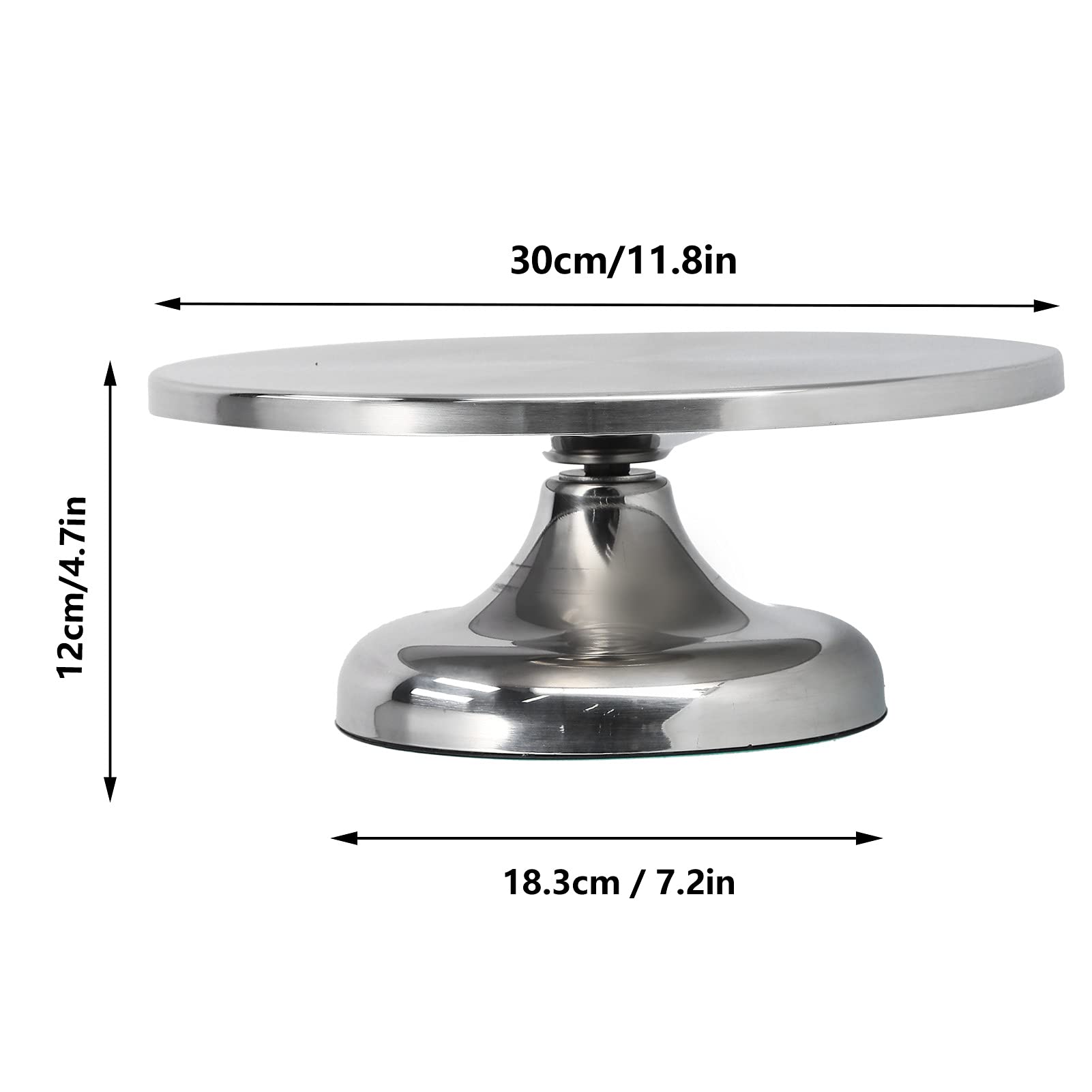 Plato Giratorio para Tartas de Aleación de Aluminio, Soporte Giratorio Antideslizante de 30cm para Decoración de Tartas de Cumpleaños y Eventos