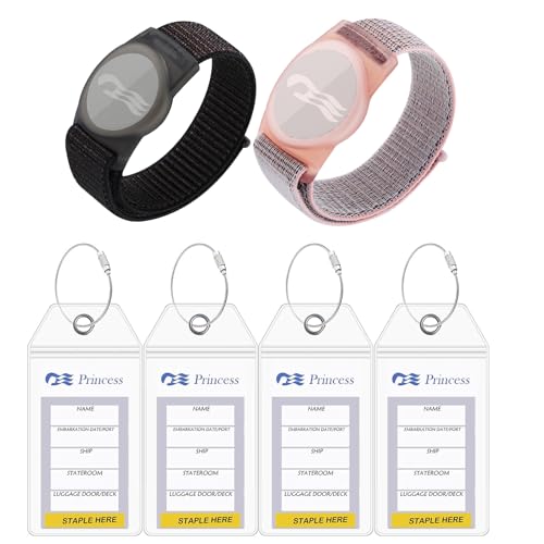 2 Packs Princess Cruise Medallion Holder Compatible for Princess Cruise Medallion4 Pack Cruise Luggage Tag Holder for Princess Cruise Ships (Black-Pink)