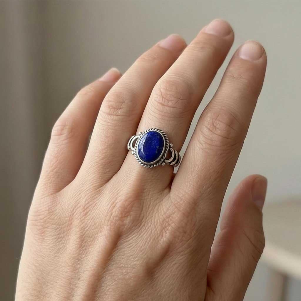 JEWELOPORIUM Boho Handmade Jewelry Natural Gemstone Tiger Eye, Turquoise, Moonstone, Carnelian Oval 925 Sterling Silver Overlay Ring For Women