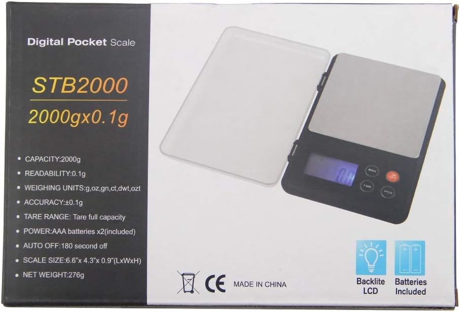 1Pcs Digital Scale 2000G * 0.1G LCD Display Portable Pocket Weight Scale Mini Electronic Food Kitchen Precision Weighing Tools Accurate Measurement