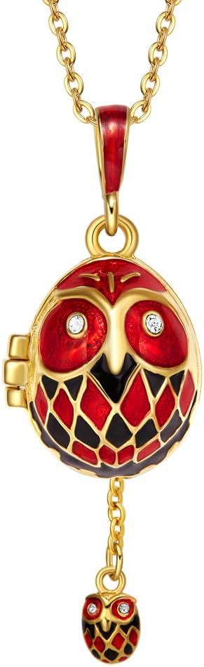 Easter Christmas Vintage Enamel Surprise Locket Charm Pendant Necklace Gift for Women, Multi Styles