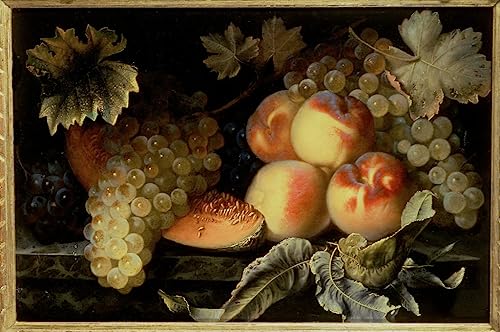 Poster nature morte pêches melon raisins Pierre Dupuis, art mural chambre 60x90
