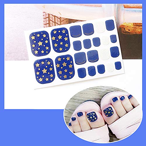 Danneasy 12 Sheets Adhesive Toe Nail Wraps Polish Stickers With 1Pc Nail File + 1Pc Wood Cuticle Stick Glitter Nail Art Decals Manicure Design For Women #TOP6