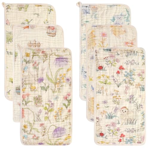 Image of HardNok Ultra-Soft & Absorbent Muslin Baby Burp Cloths - 6-Pack, 20x10 Inches - Ideal for Gentle Burping Sessions with Baby Boys & Girls, Unisex Design, Perfect
