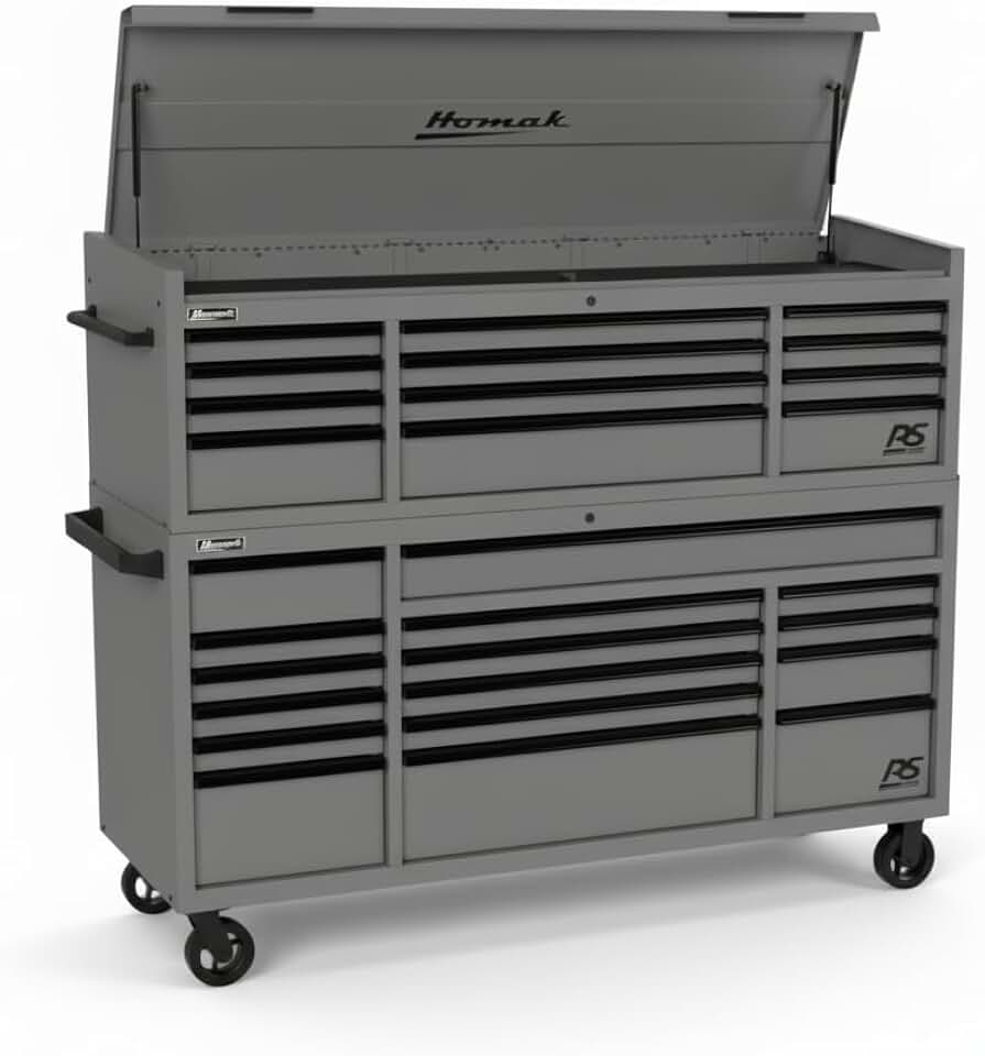 Homak 72 inch RS Pro Combo Rolling Hutch and Top Chest