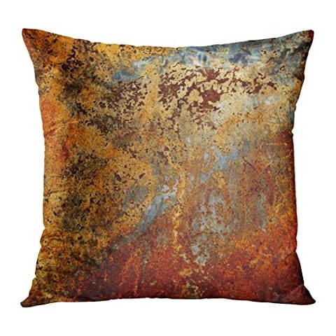 Awowee Cushion Cover 50x50cm Brown Rust Colorful Metal Rusty Steel Iron Structure Wall Home Decor Throw Pillow Cover Square Pillowcase for Bed Sofa 20x20 inches (PC) Cover
