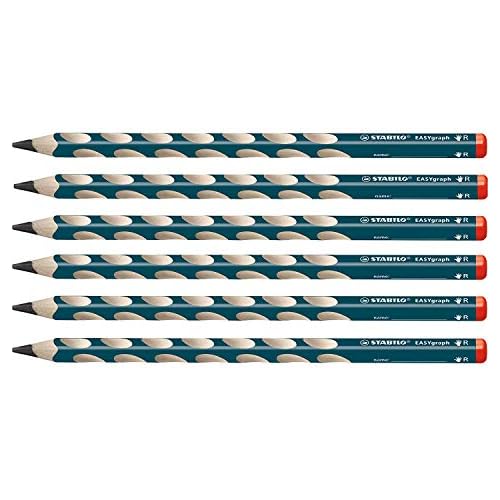 Ergonomischer Dreikant-Bleistift für Rechtshänder - STABILO EASYgraph in petrol - 6er Pack - Härtegrad HB