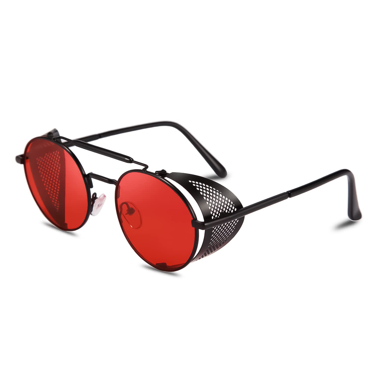 FEISEDYSteam Punk Sunglasses for Men Women Side Shield Round Steampunk  Vintage Glasses Shades B2518