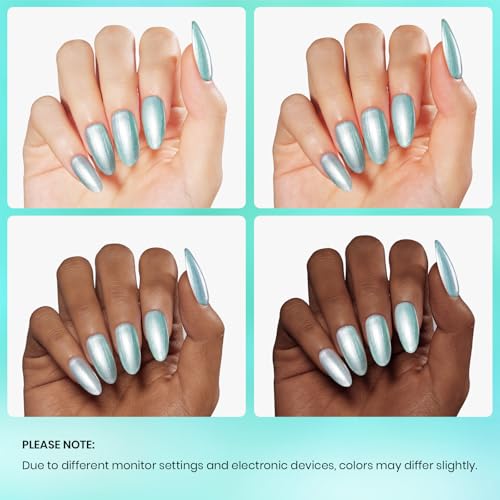 Image of Beetles Mint Green Gel Polish, 15ML Mint Green Glitter Nail Polish Pearlescent Shimmer Mermaid Gel Nails Soak Off U V LED Nail Lamp Need Manicure Salon DIY Nail Art Design