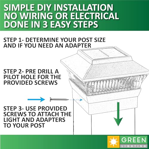 GreenLighting Standard #1 Solar Post Cap Lights Fits 4x4 Nominal Wood, 4x4 PCV/Vinyl Posts, Outdoor Fence Solar Powered Light, Landscaping, Deck, Garden, Includes Flush Mount Adapter White 12 Pack by GreenLighting - Image 5