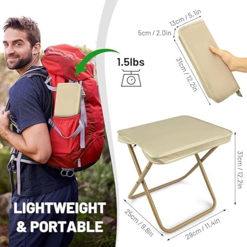 Image of Handbag Folding Stool Zipper Bag Foldable Camping Chairs, Pack of 1