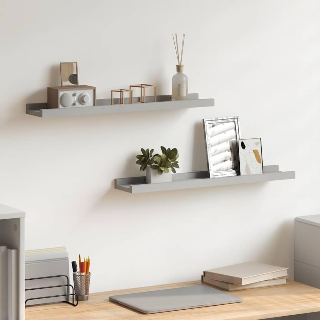 Étagères murales à rebord gris 60cm | Étagère flottante déco salon et bureau