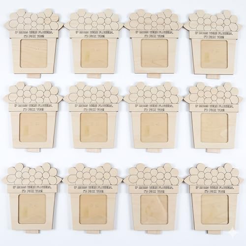 Fun Express DIY Picture Frame Kit for Kids Art - Wooden Craft Frames to Decorate for Mothers Day Crafts| Paintable Wood Photo Frames for Classroom Activities | Bulk 12 Pack with Easel Backs