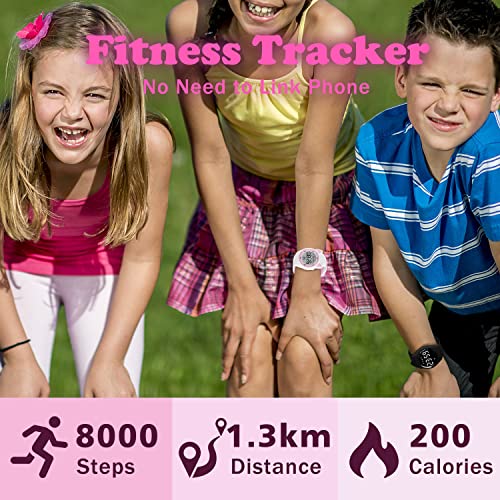 Image of Kids Watches for Girls Boys Digital Sport Watch with Step Counter Pedometer Vibration Alarm Clock, No App Waterproof Fitness Tracker Kids Watch Boys Girls Teens Students Ages 5-16
