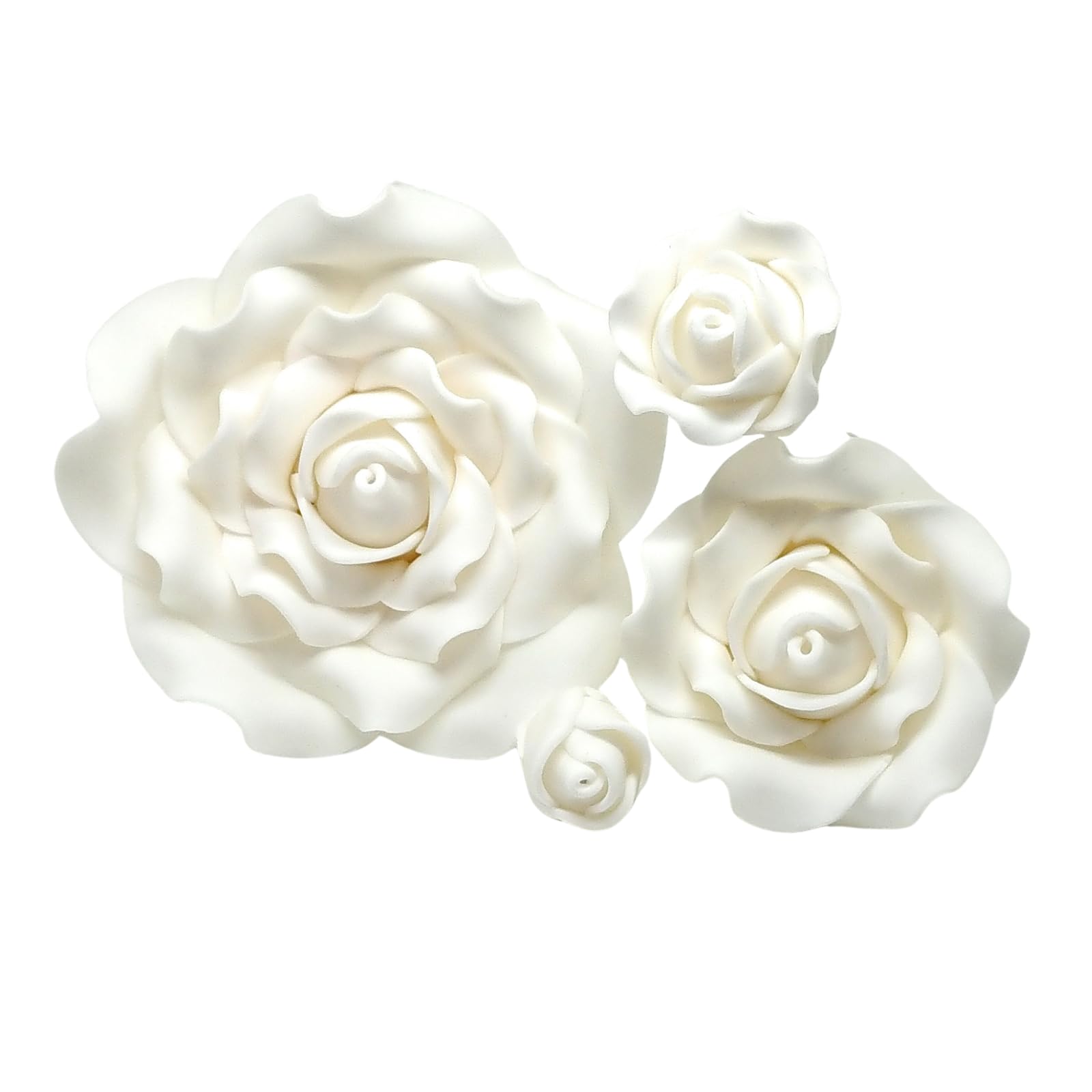 Sugar Roses - Quality Handmade Sugar Flowers For Cakes - Rose Flower Cake Toppers - Available in 4 Sizes - WHITE (2 1/2" X 2)
