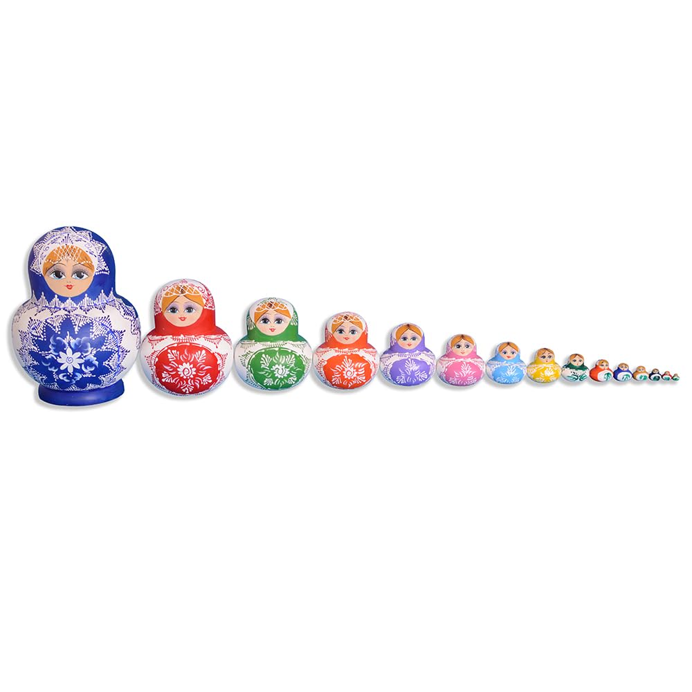 Set De 5 Muñecas Rusas Matrioskas De Madera Pintadas A Mano – Figurita Decorativa Compacta Para Salón, Dormitorio, Chimenea, Entrada O Centro De Mesa En Fiestas